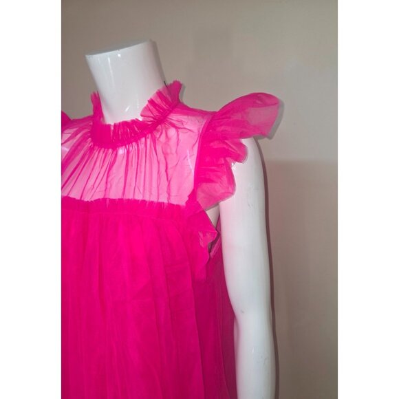Anthropologie Sunday in Brooklyn Pink Frilled Tulle Ruffle Blouse Size XS NEW - Picture 3 of 9
